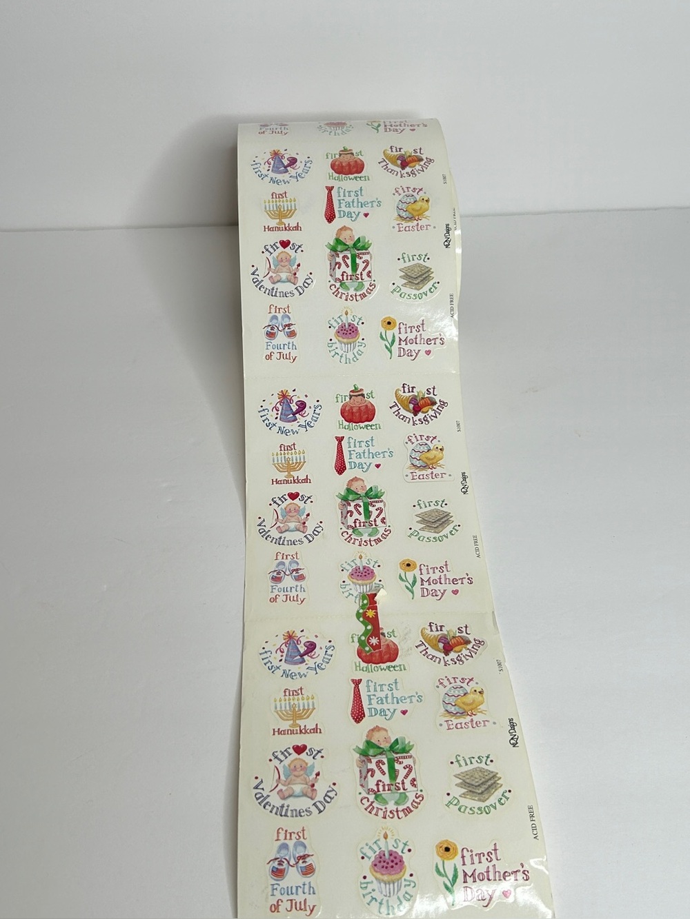 1st Holiday Stickers Roll Vintage Scrapbook Card Making